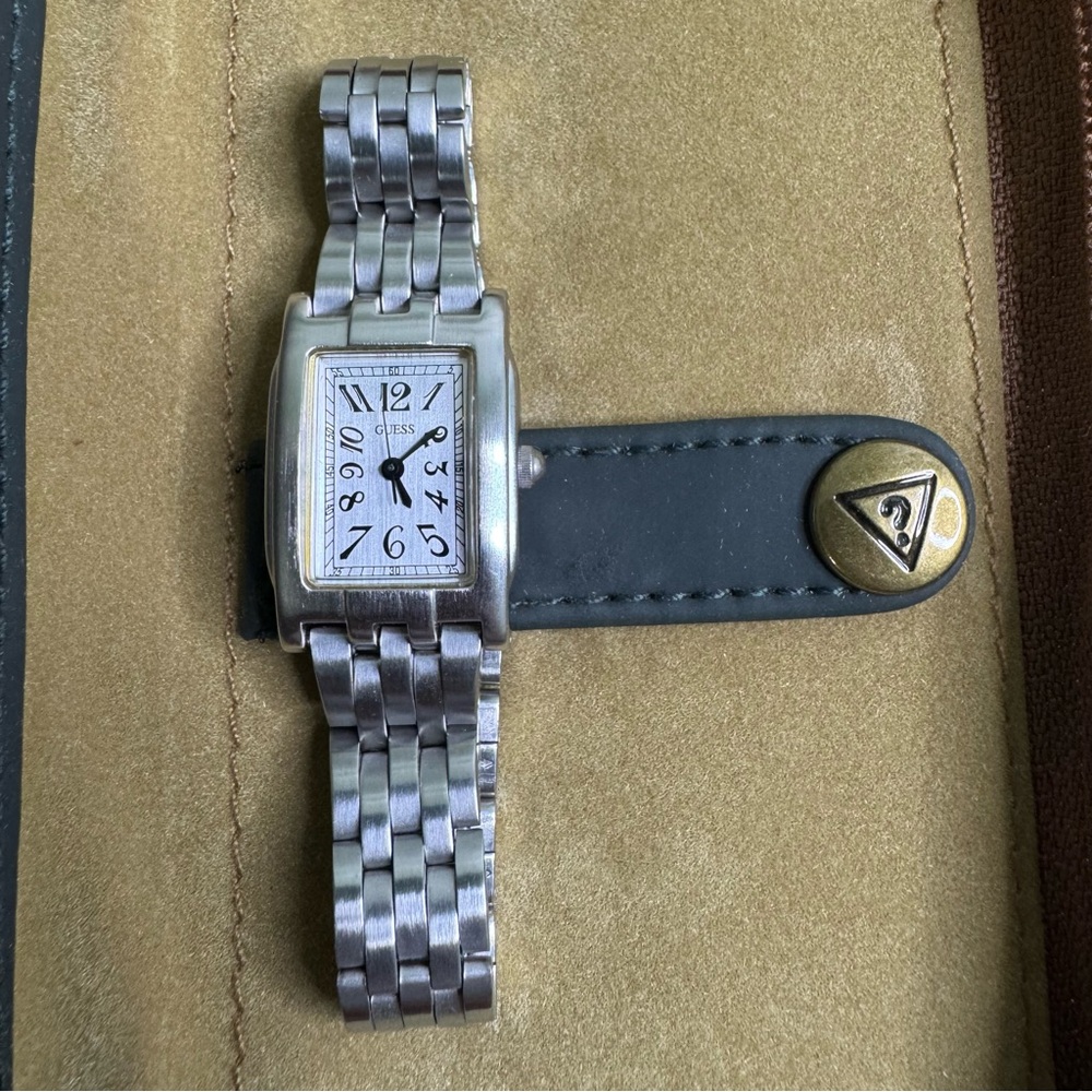 GUESS Silver Stainless Steel Rectangular Bracelet Watch - Picture 4 of 10